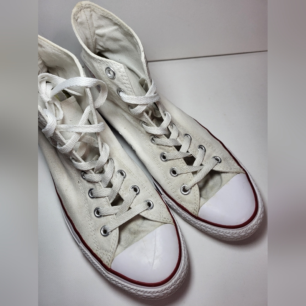 Converse Chuck Taylor All-Star High Top White Sneakers Women's 10.5 Men's 8.5 - Picture 9 of 12